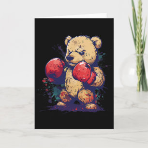 Boxer Bear With Boxing Gloves Kickboxing Funny Box Card
