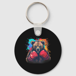 Boxer Bear With Boxing Gloves Kickboxing Funny Box Keychain