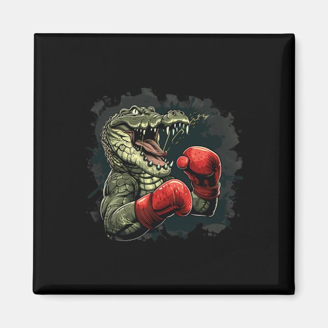 Boxer Bear With Boxing Gloves Kickboxing Funny Box Magnet (Front)