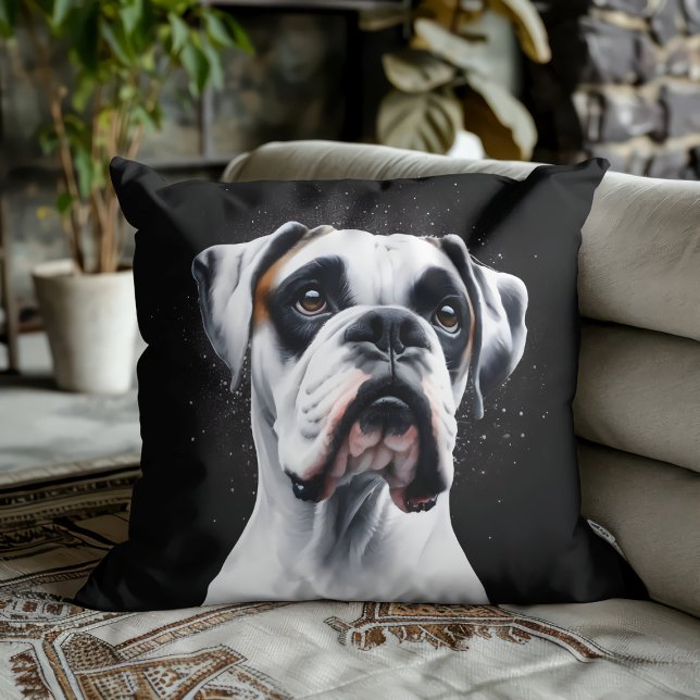 Boxer Beauty: Timeless Canine Charm Throw Pillow (Creator Uploaded)