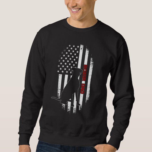 Boxer     Boxer Dad American Flag Dog   Sweatshirt (Front)