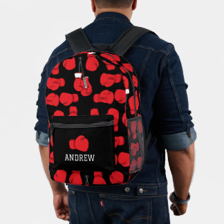 Boxer Boxing Gloves Patterned Printed Backpack