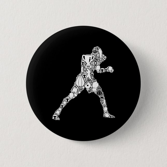 Boxer Boxing Men Kids Boys  2 Inch Round Button (Front)