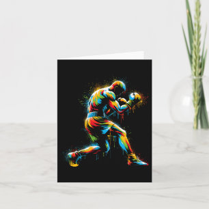 Boxer Boxing Ring Colorful Sport Kickboxer Trainin Card