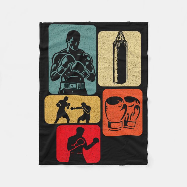 Boxer Boxing Ring Combat Sport Fighting Boxing Glo Fleece Blanket (Front)