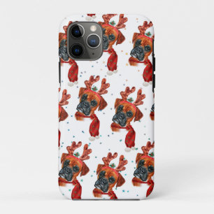 Boxer Breed Watercolor Dog Pattern Stars Christmas iPhone 11 Pro Case