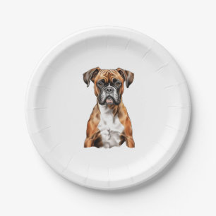 Boxer Buddies Cute Dog Designs for Loyal Boxer Paper Plate