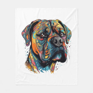 Boxer Buddies Playful Pup File Summary Digital Fleece Blanket