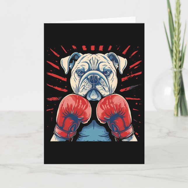 Boxer Bulldog With Boxing Gloves Kickboxing Funny  Card (Front)