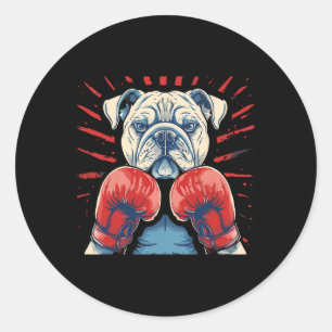 Boxer Bulldog With Boxing Gloves Kickboxing Funny Classic Round Sticker