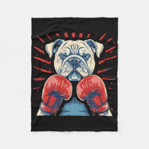 Boxer Bulldog With Boxing Gloves Kickboxing Funny Fleece Blanket