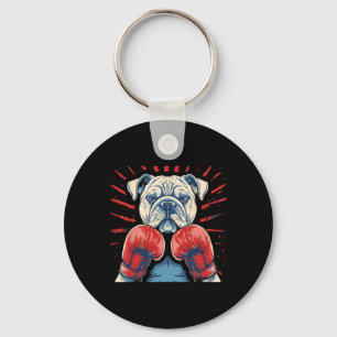 Boxer Bulldog With Boxing Gloves Kickboxing Funny  Keychain
