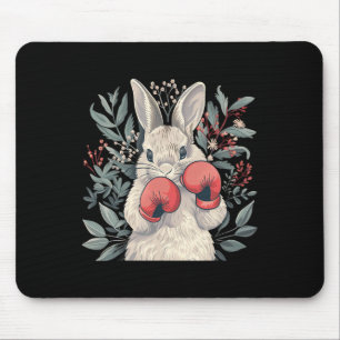 Boxer Bunny With Boxing Gloves Kickboxing Funny Bo Mouse Pad