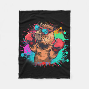 Boxer Capybyra With Boxing Gloves Kickboxing Funny Fleece Blanket