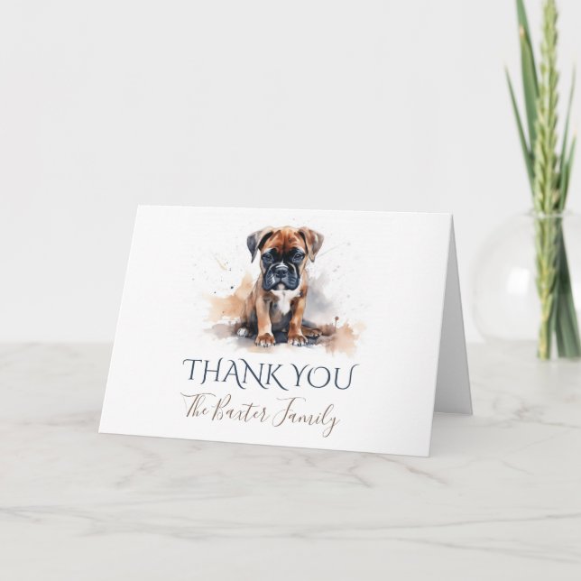 Boxer Carte de remerciements aquarelle (Devant)