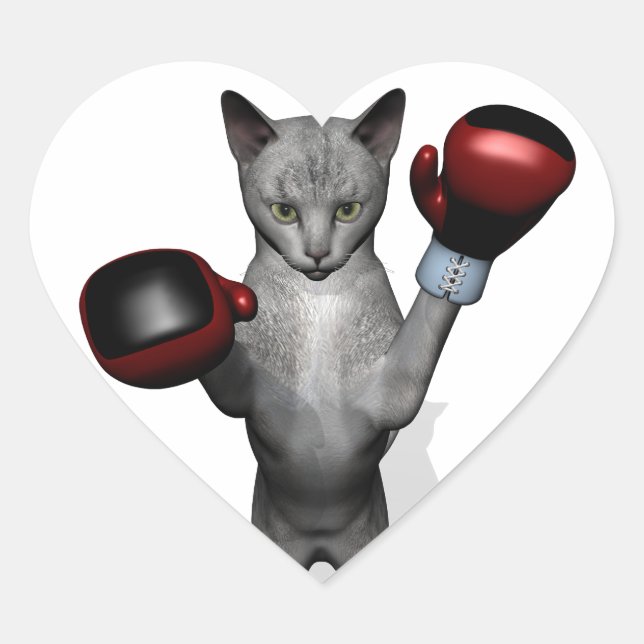 Boxer Cat Heart Sticker (Front)