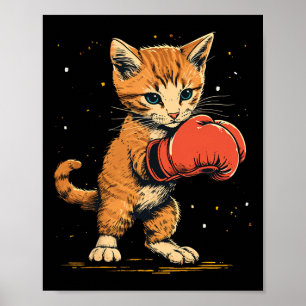 Boxer Cat On Boxing Men Women Kids Poster
