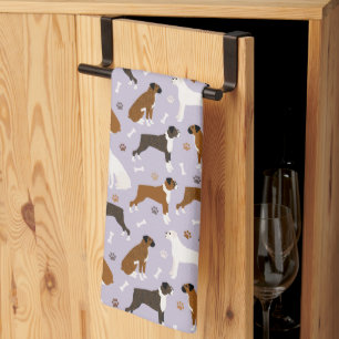 Boxer Chien Bones et Paquets Serviette de cuisine