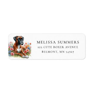 Boxer Chien Fleurs sauvages de printemps Adresse d