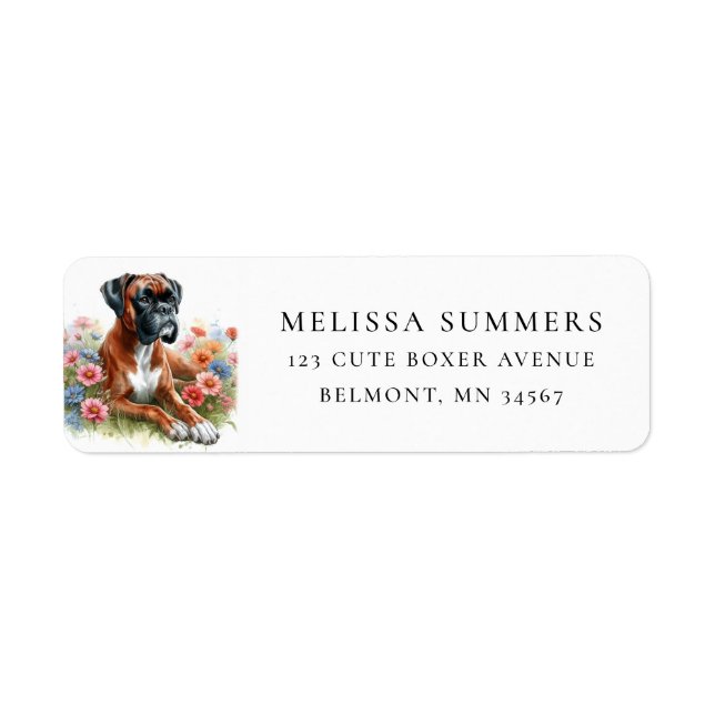 Boxer Chien Fleurs sauvages de printemps Adresse d (Devant)
