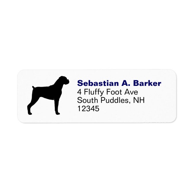 Boxer Chien race Silhouette Retour Adresse Étiquet (Devant)