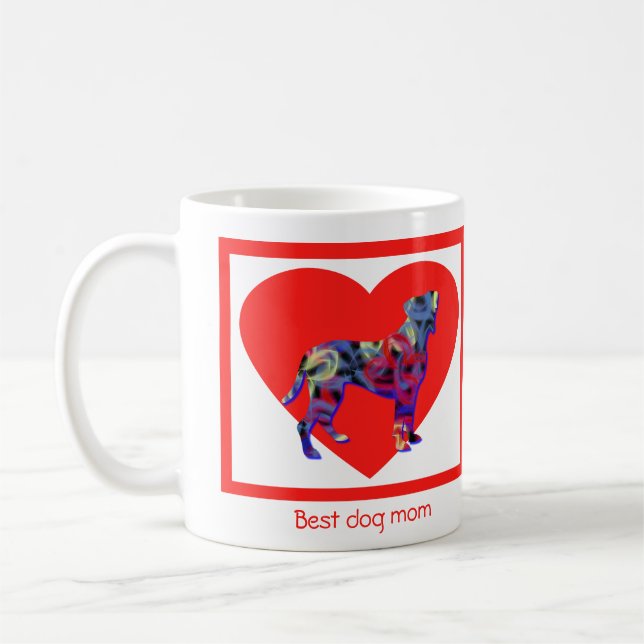 Boxer Chien Rouge Saint Valentin Coeur Café Mug (Gauche)