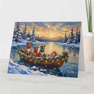 Boxer Christmas Boat Holiday Card