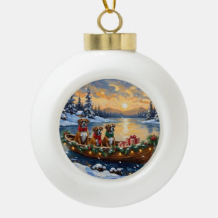 Boxer Christmas Boat Holiday Ceramic Ball Christmas Ornament