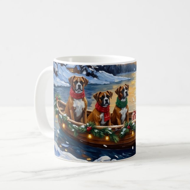 Boxer Christmas Boat Holiday Coffee Mug (Front Left)