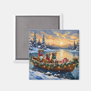 Boxer Christmas Boat Holiday Magnet