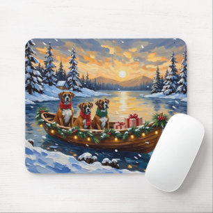 Boxer Christmas Boat Holiday Mouse Pad