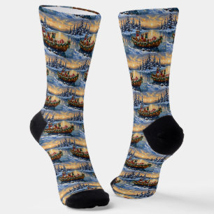 Boxer Christmas Boat Holiday Socks
