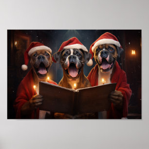 Boxer Christmas Carol Festive Holiday Poster