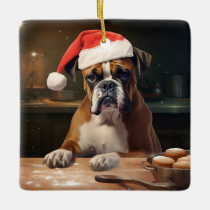 Boxer Christmas Cookies Festive Holiday Ceramic Ornament