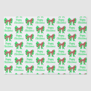 Boxer Christmas Dog & Green Bow White Tissue Paper