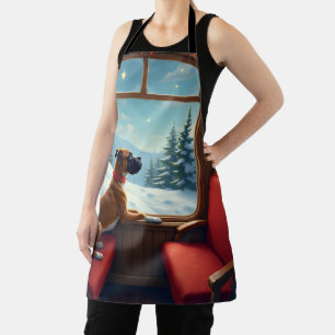 Boxer Christmas Eve Train Ride Painting Apron