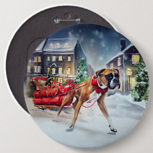 Boxer Christmas Festive Season 6 Inch Round Button