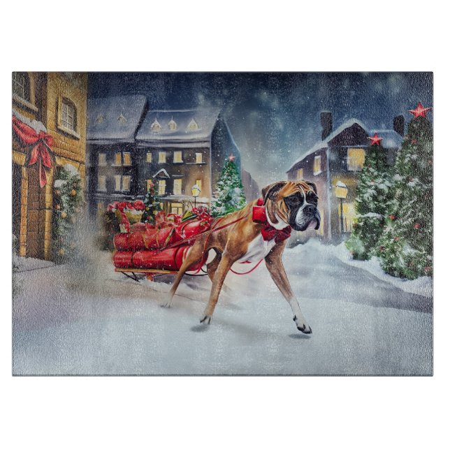 Boxer Christmas Festive Season Cutting Board (Front)