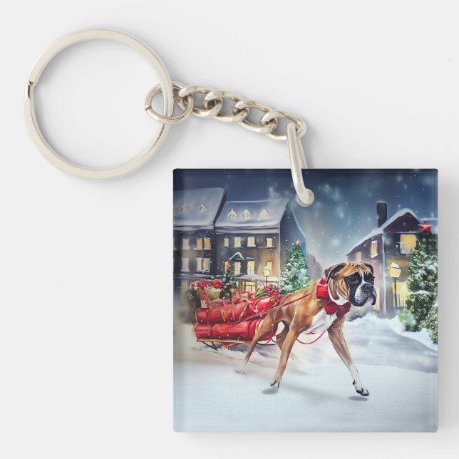 Boxer Christmas Festive Season Keychain (Front)