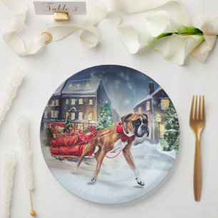 Boxer Christmas Festive Season Paper Plate
