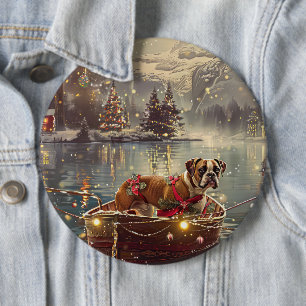 Boxer Christmas Festive Voyage 6 Inch Round Button