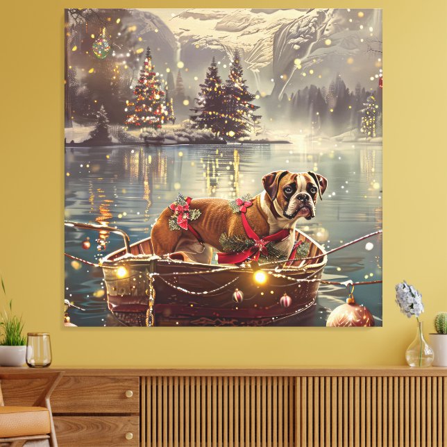 Boxer Christmas Festive Voyage Canvas Print (Insitu(LivingRoom))
