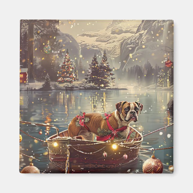 Boxer Christmas Festive Voyage Magnet (Front)