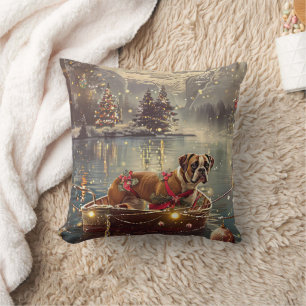 Boxer Christmas Festive Voyage Throw Pillow