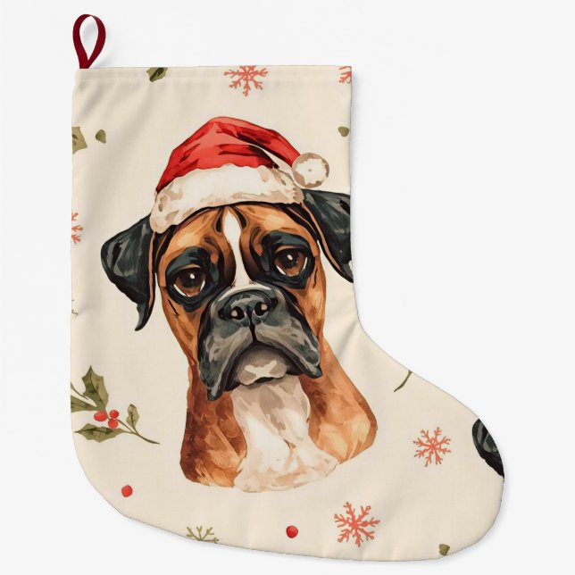Boxer christmas large christmas stocking (Front)