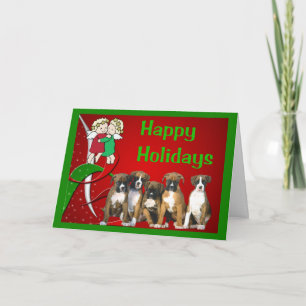 Boxer Christmas Little Angels Greeting Card