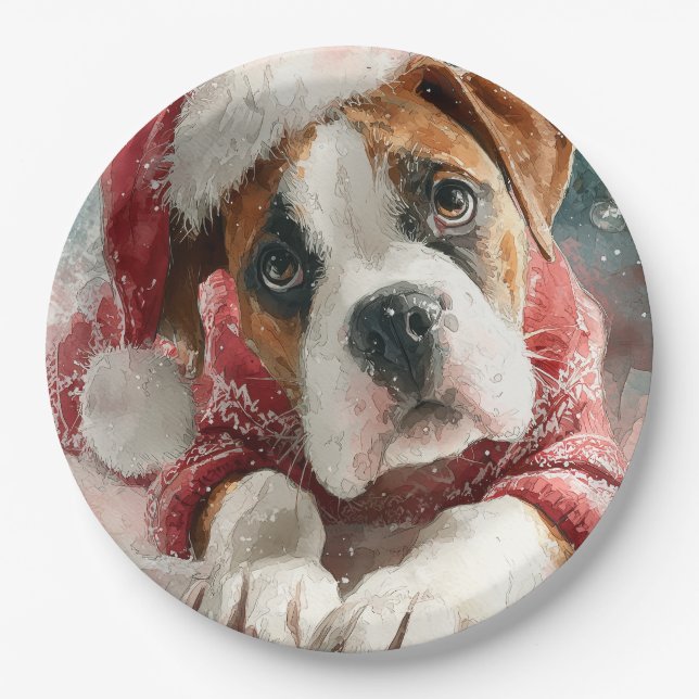   Boxer Christmas  Paper Plate (Front)