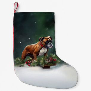 Boxer Christmas snow winter Small Christmas Stocking