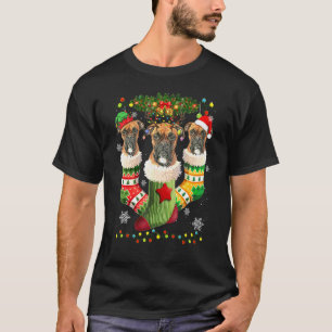 Boxer Christmas Socks Tree Light Xmas Santa Hat T-Shirt