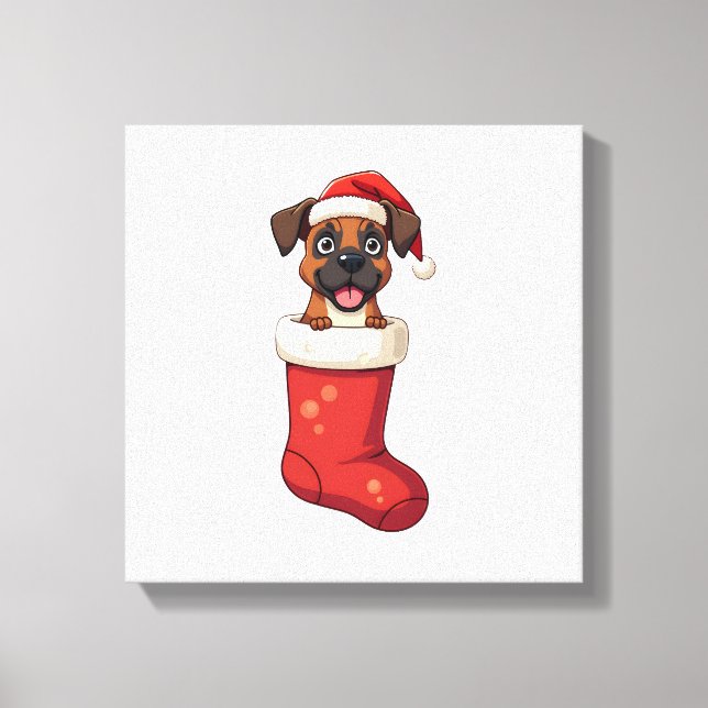 Boxer Christmas Stocking Canvas Print (Front)